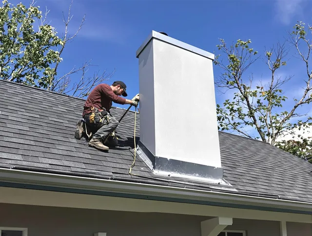 Dublin Chimney Sweep team member finishing chimney construction in Dublin, OH