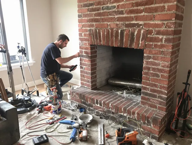 Dublin Chimney Sweep specialist finalizing chimney liner service in Dublin, OH