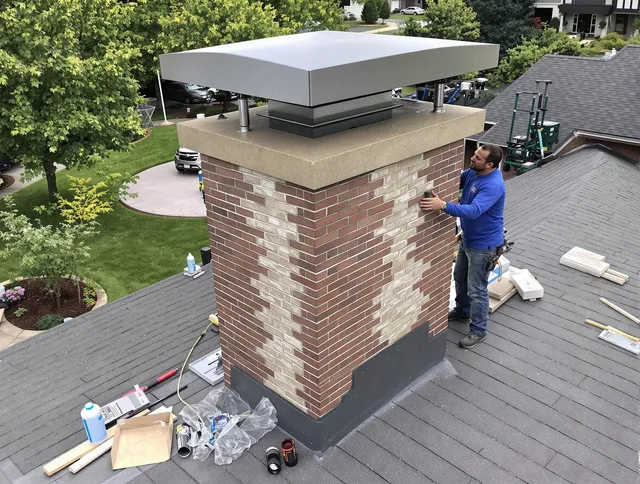 Dublin Chimney Sweep team working on a custom chimney remodel in Dublin, OH