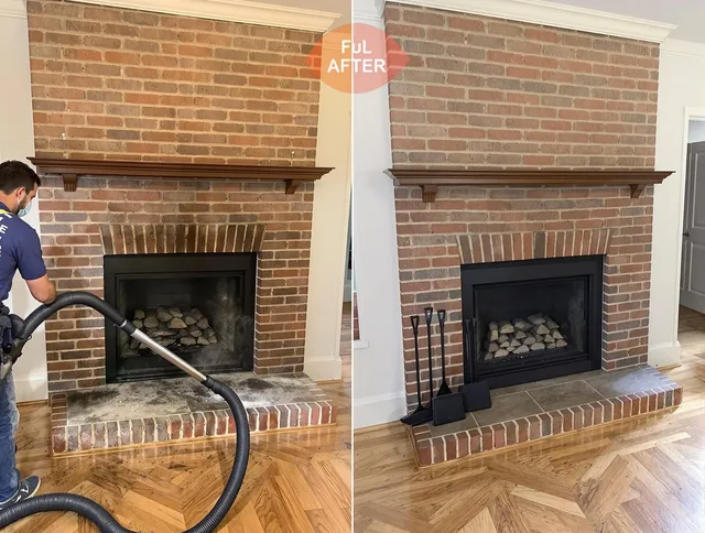 Dublin Chimney Sweep carefully sanitizing a fireplace in Dublin, OH